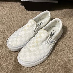 Womens white checkerboard vans